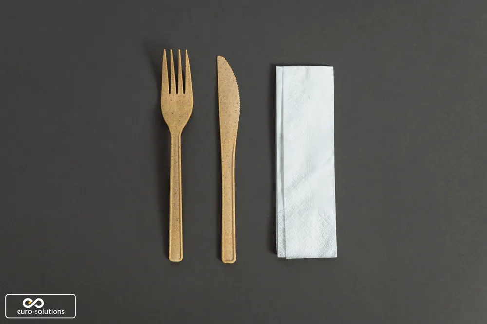 Messer + Gabel + Serviette Set